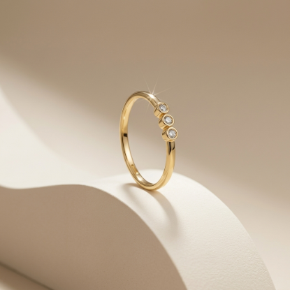 Gold Triple Crystal Gold Ring