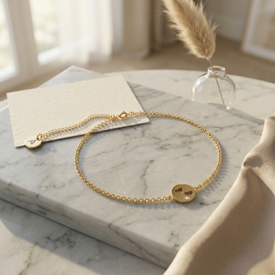 Dainty Double Heart Gold Bracelet