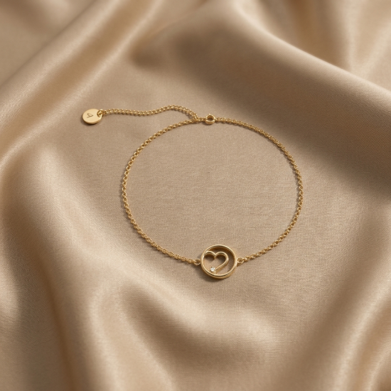 Open Heart Circle Gold Bracelet