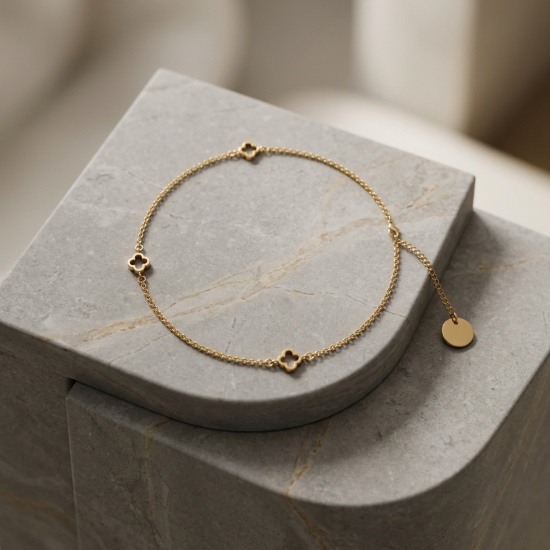 Triple Clover Charm Gold Bracelet
