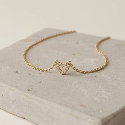 Solid Gold Mini Pavé Heart Pendant Necklace