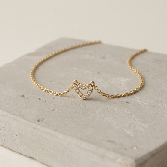 Solid Gold Mini Pavé Heart Pendant Necklace