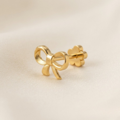 Solid Gold Dainty Bow Knot Stud Earrings | Coquette Studs