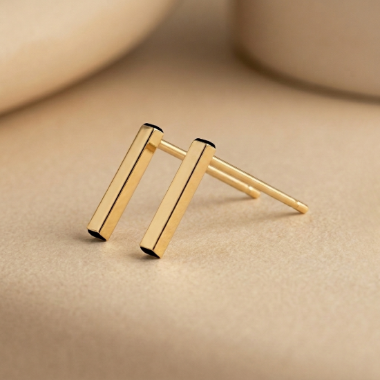 Initial Letter I Stud Earrings in Solid Gold — Yellow, Rose & White Gold