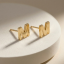 Solid Gold Initial Letter M Stud Earrings