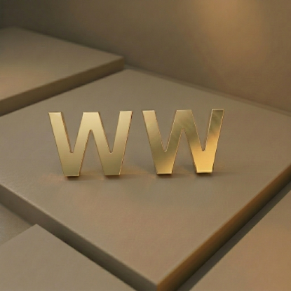 Solid Gold Initial Letter W Stud Earring