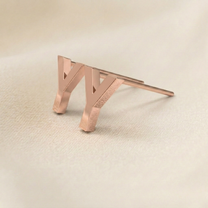 Picture of Solid Gold Initial Letter Y Stud Earrings