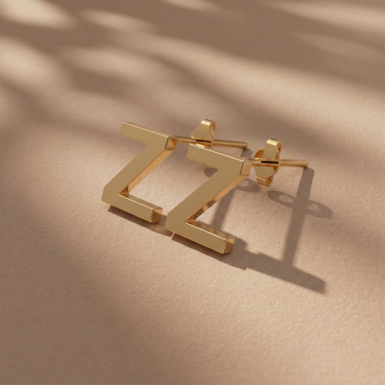 Solid Gold Initial Letter Z Stud Earrings